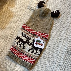 Dog Sweater with Antler Hood. S